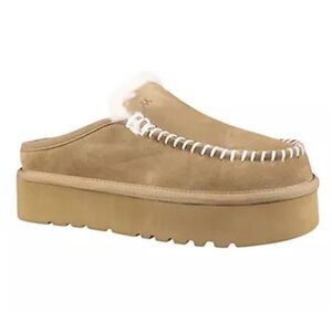 Mykos Tan Suede Slip-On Platform Mules -Cassie